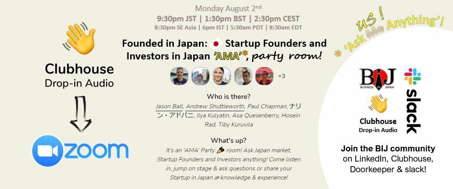 Founded In Japan: Startup Founders and Investors in Japan AMA* party room! 🎉